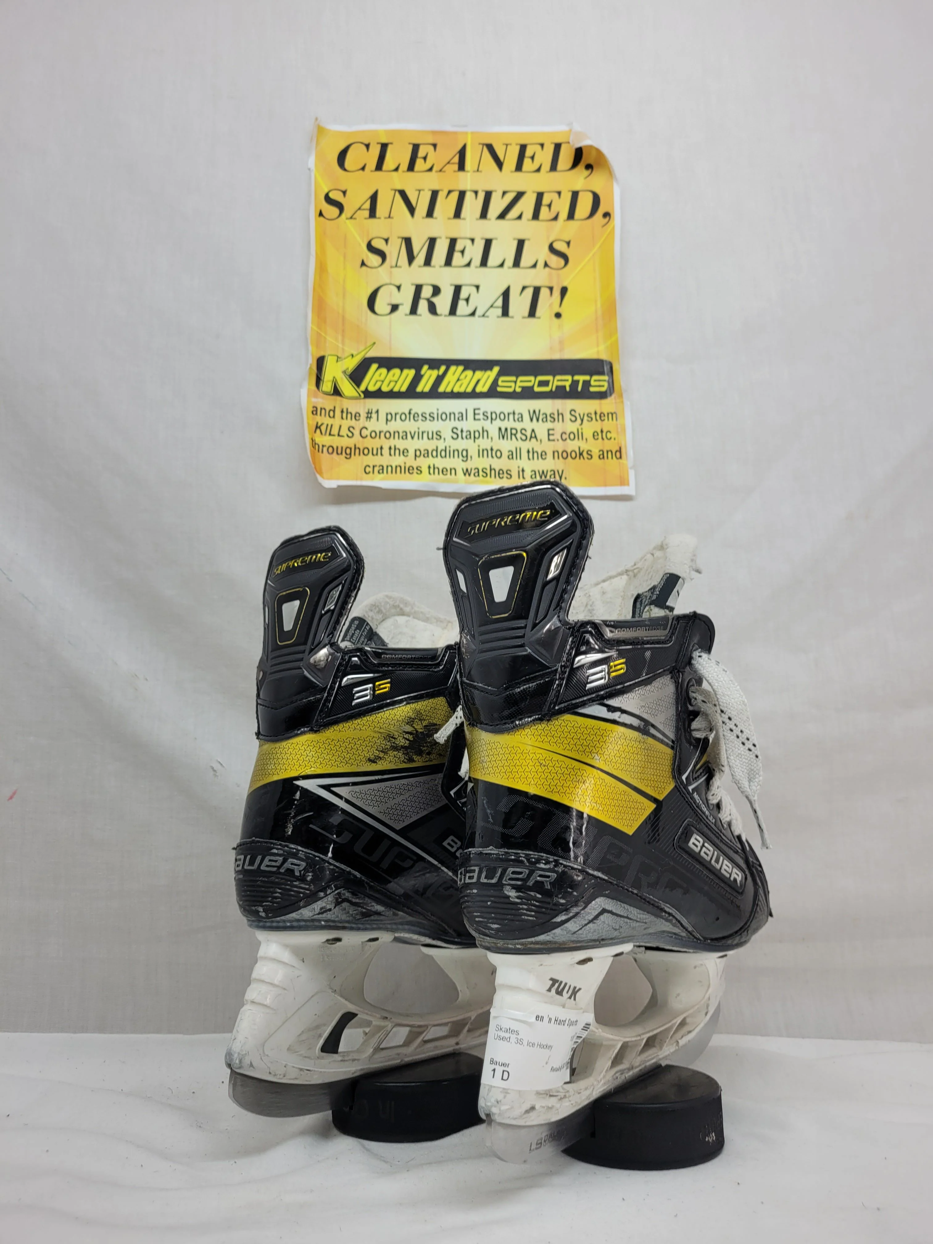 Used Bauer 3S Size 1 D Ice Hockey Skates - Image 2
