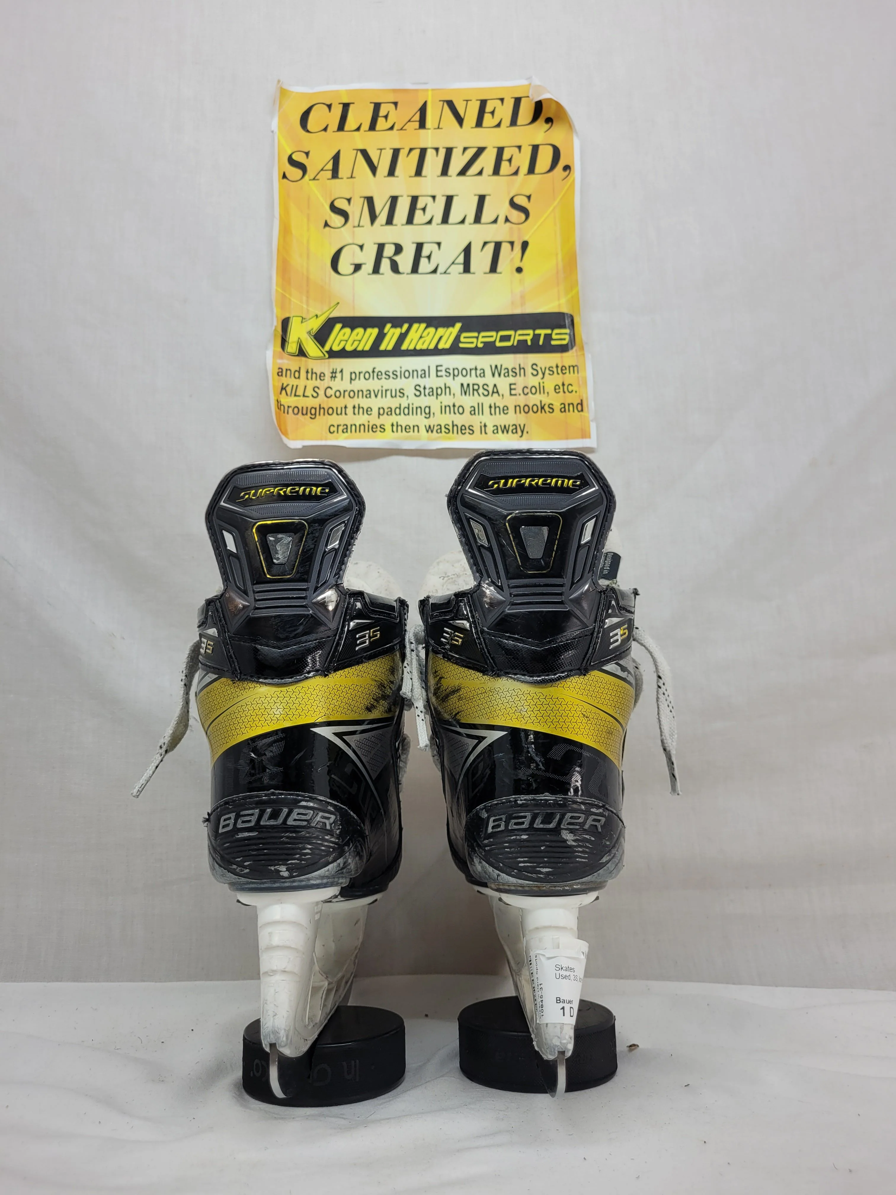 Used Bauer 3S Size 1 D Ice Hockey Skates - Image 3