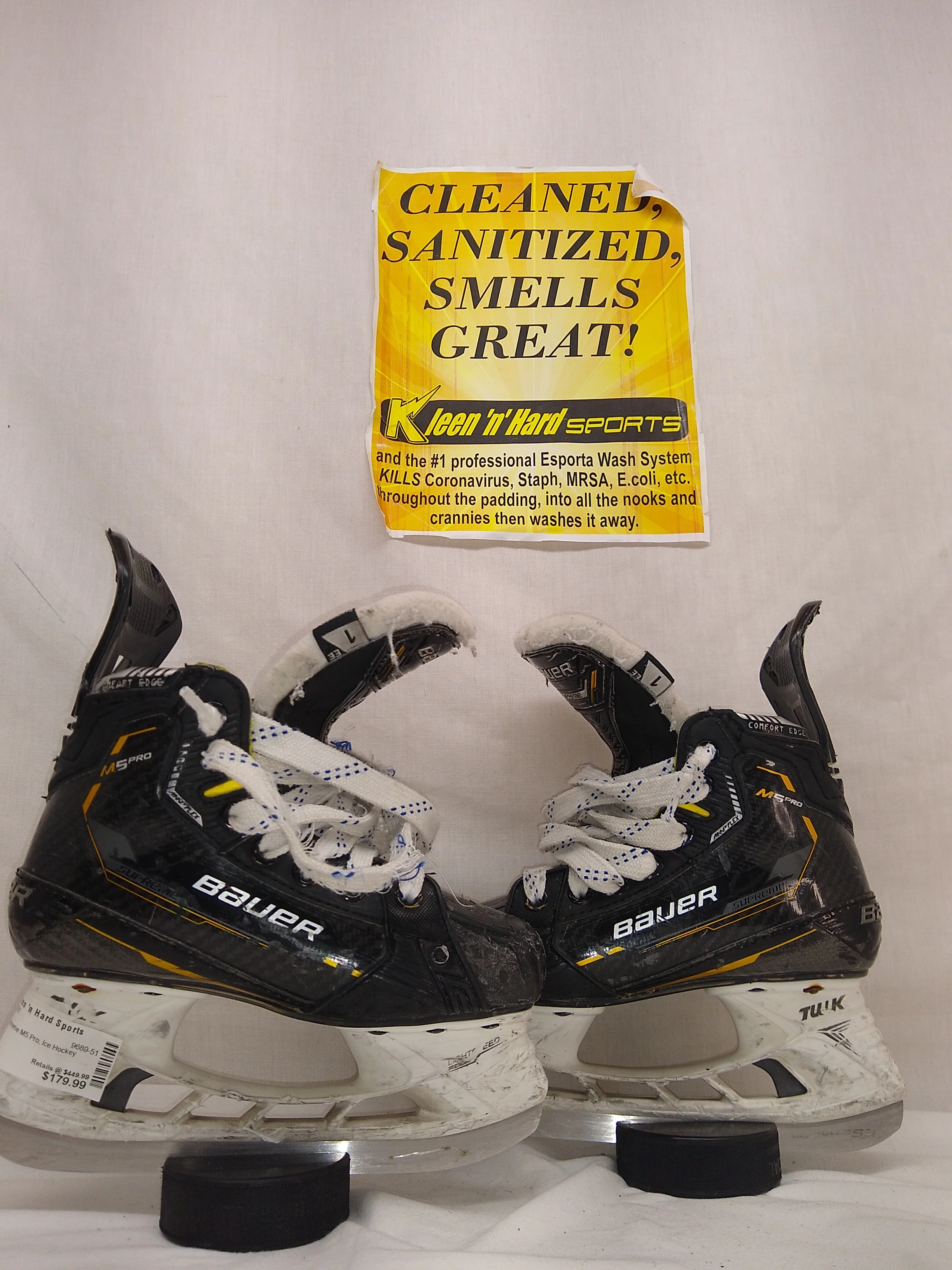 Used Bauer Supreme M5 Pro Size 1 EE Ice Hockey Skates - Image 6
