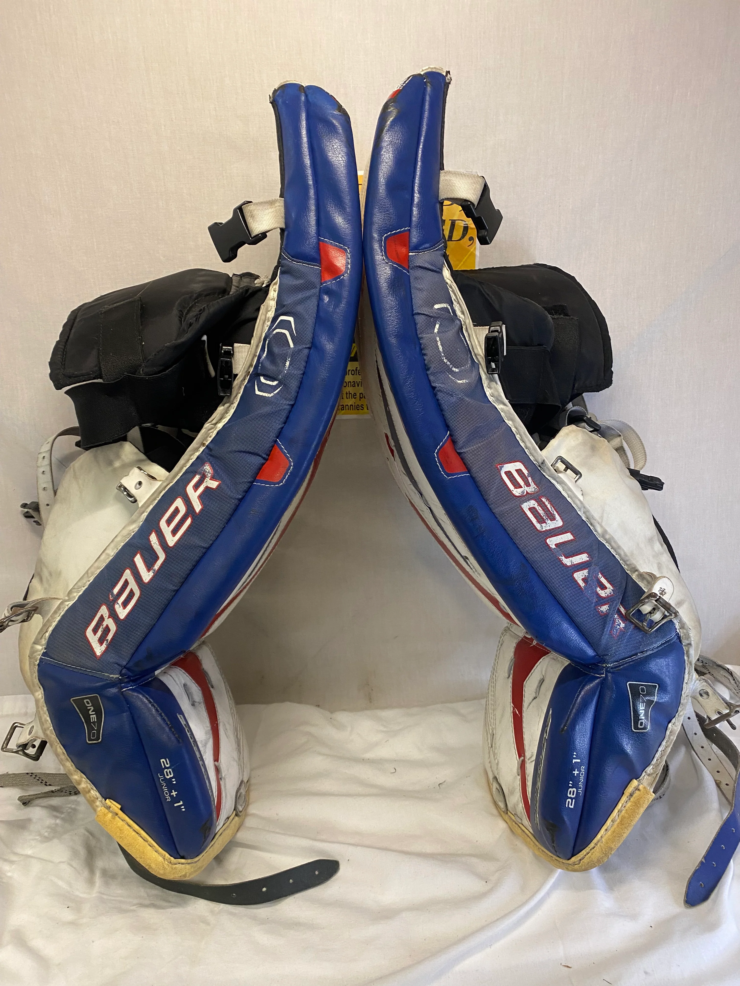 Used Bauer supreme one70 Size 28" + 1" Red White Blue Ice Hockey Goalie Leg Pads - Image 5