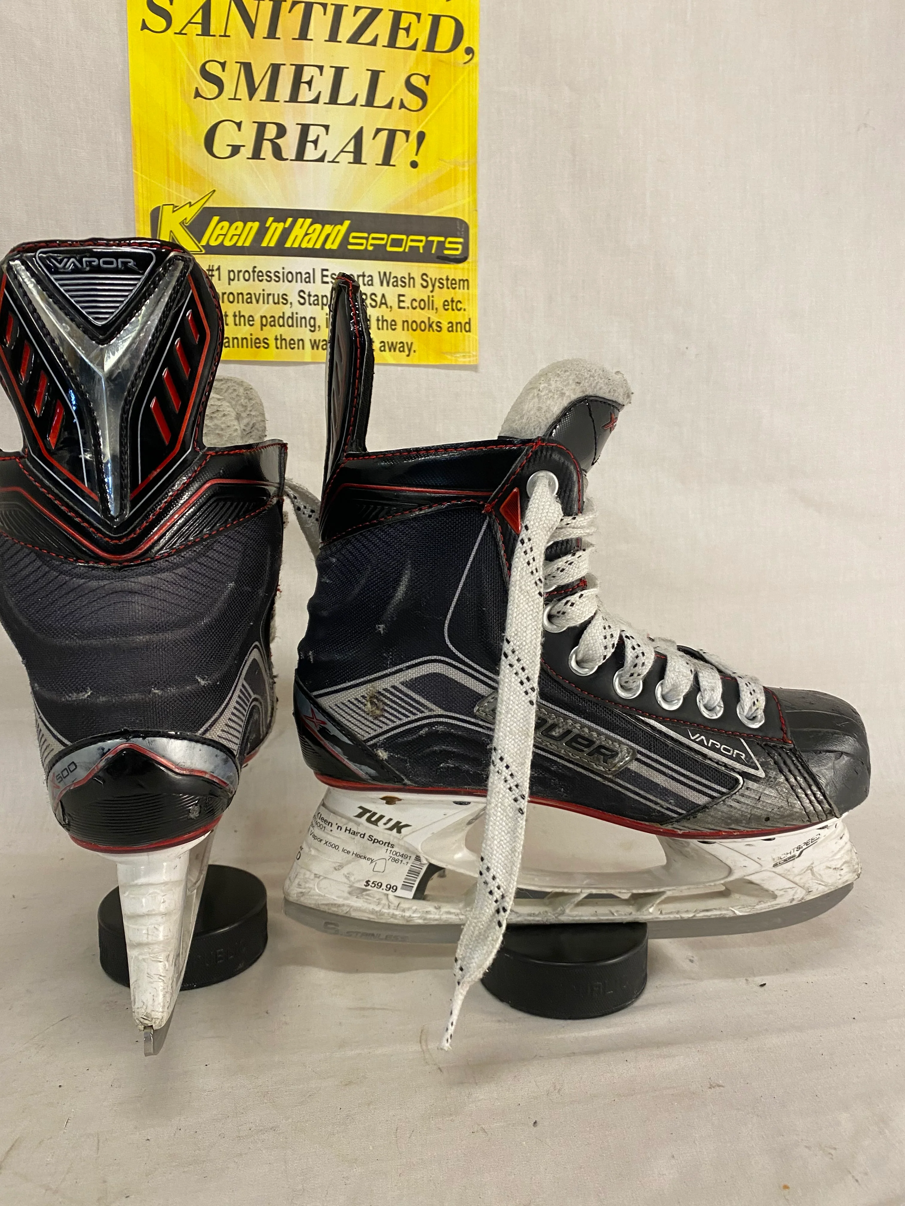 Used Bauer Vapor X500 Size 3 D Ice Hockey Skates - Image 5