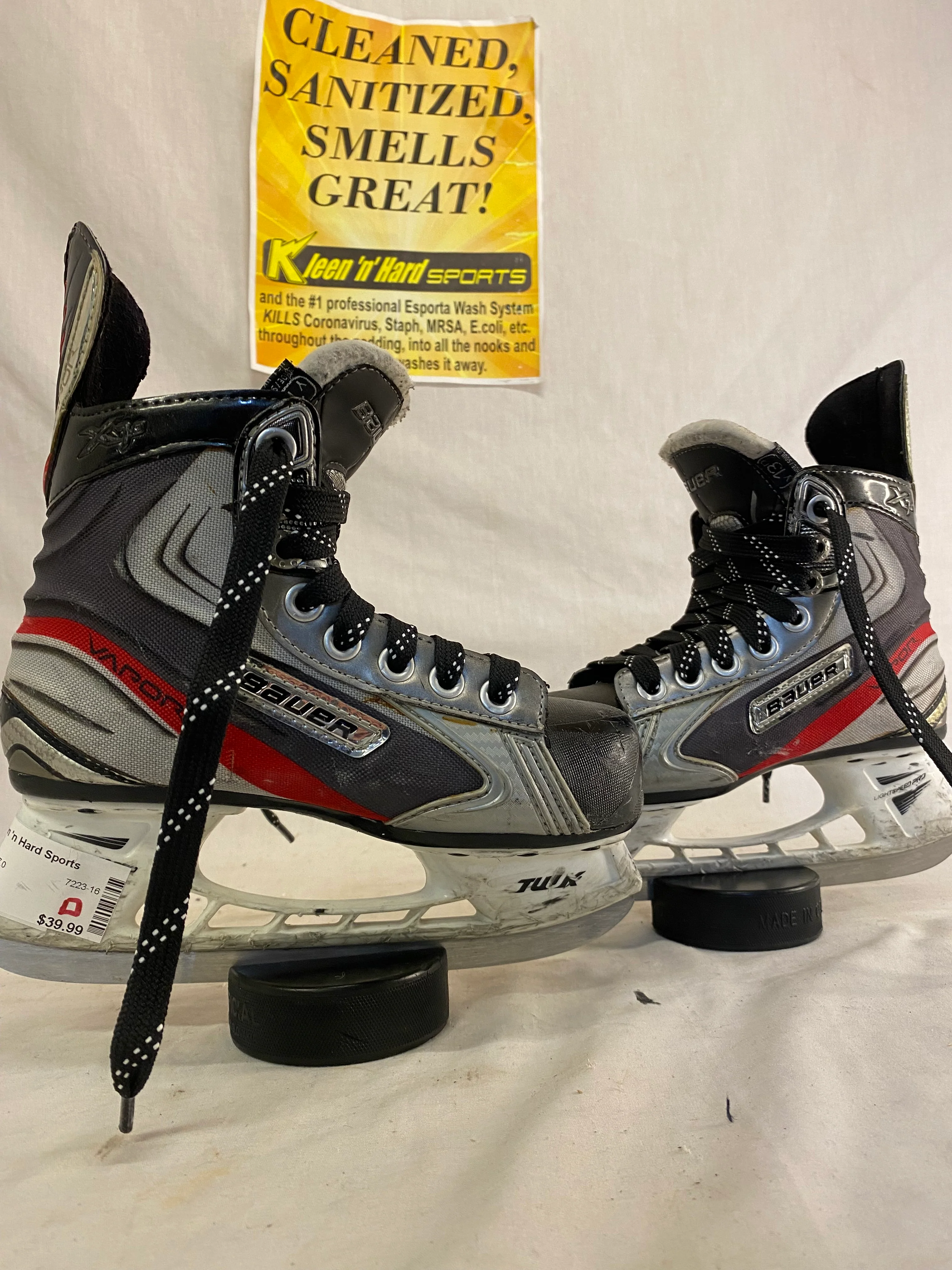 Used Bauer Vapor X7.0 Ice Hockey Size Yth 13 D Skates