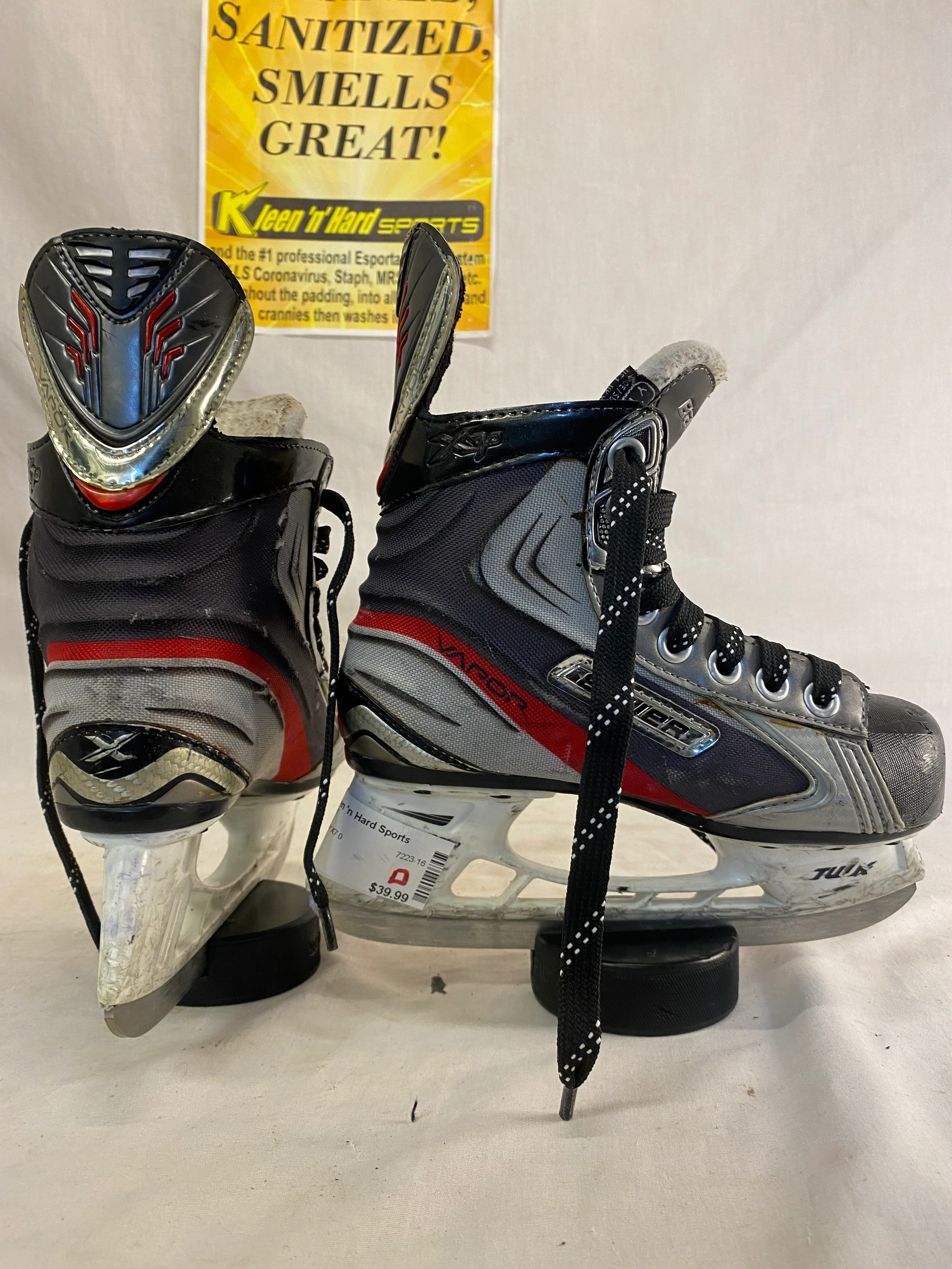 Used Bauer Vapor X7.0 Ice Hockey Size Yth 13 D Skates - Image 5
