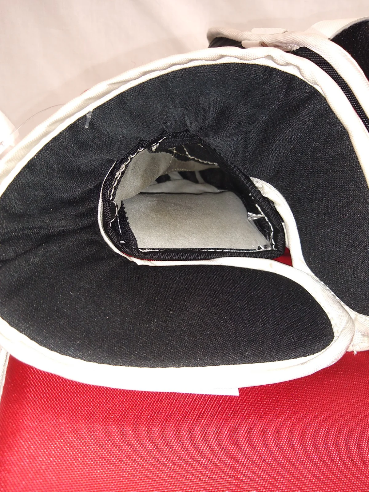 Used CCM P2.9 Size Int Reg (Rt Hand) Red-White Ice Hockey Goalie Blocker - Image 6