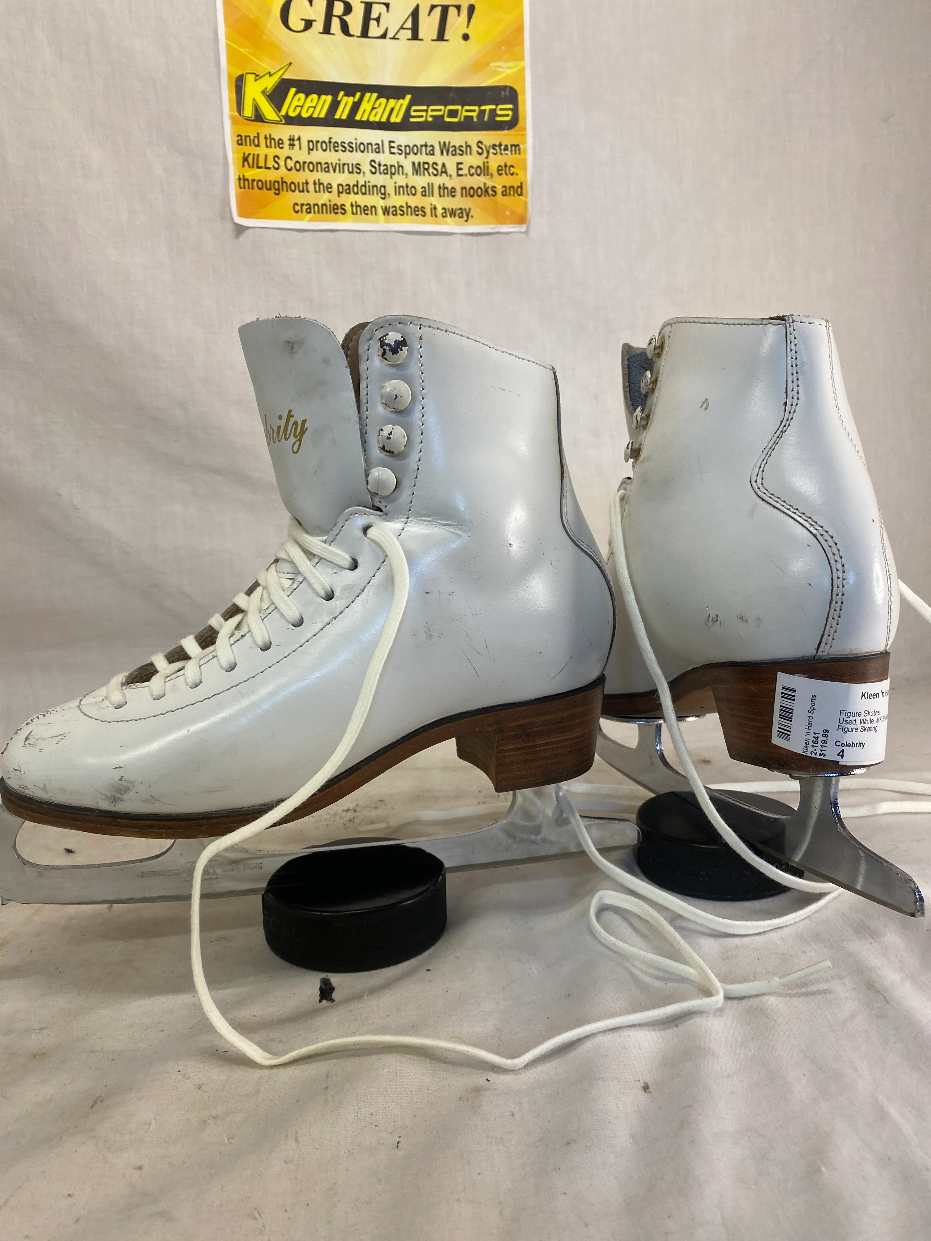 Used Celebrity White Size 4 Figure Skates MK Sheffield Fiesta Steel - Image 6