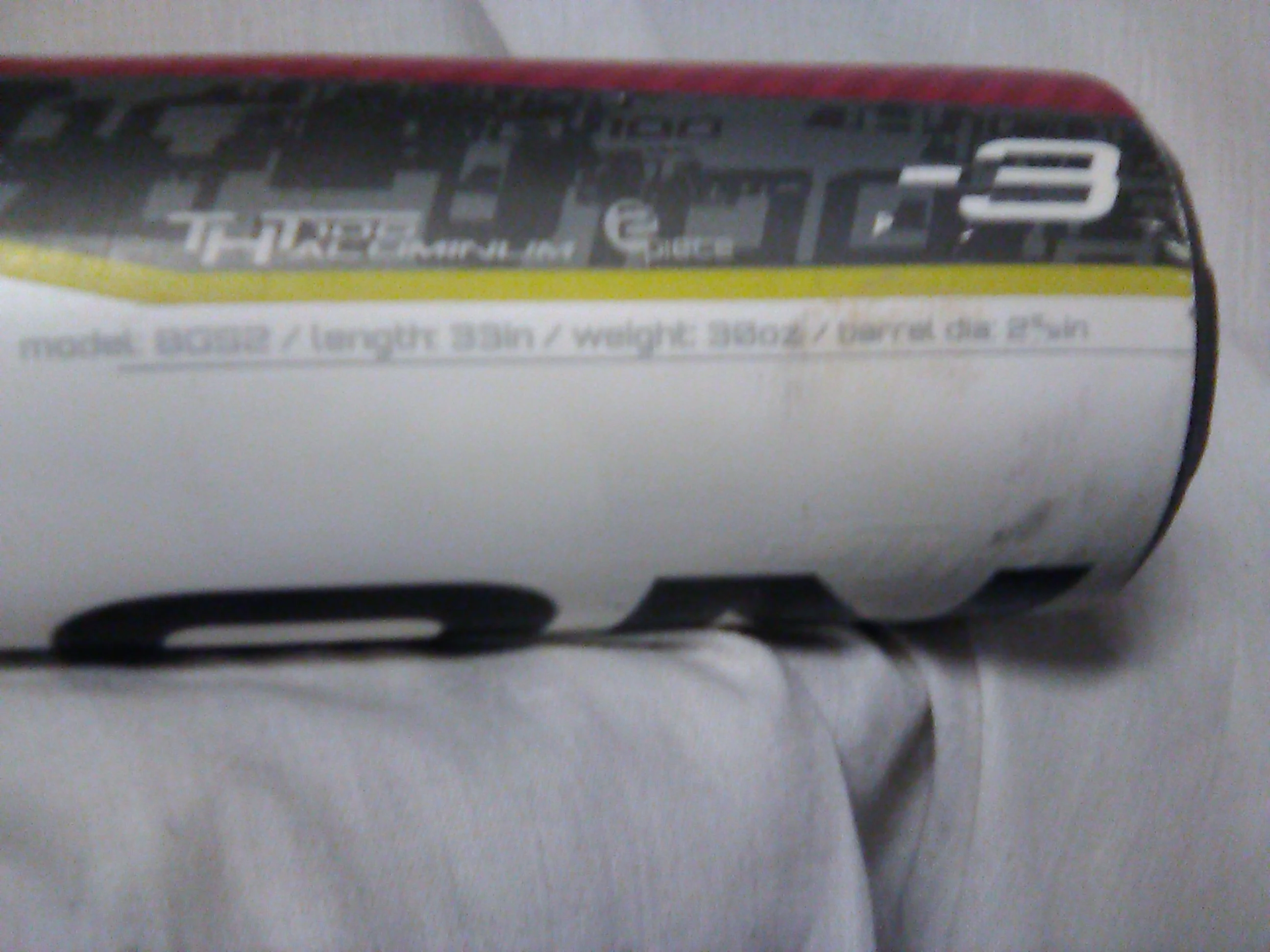 Used Easton Surge BGS2 Bat Length-Wgt 33" - 30 oz. Half + Half BBCOR White Bat - Image 4