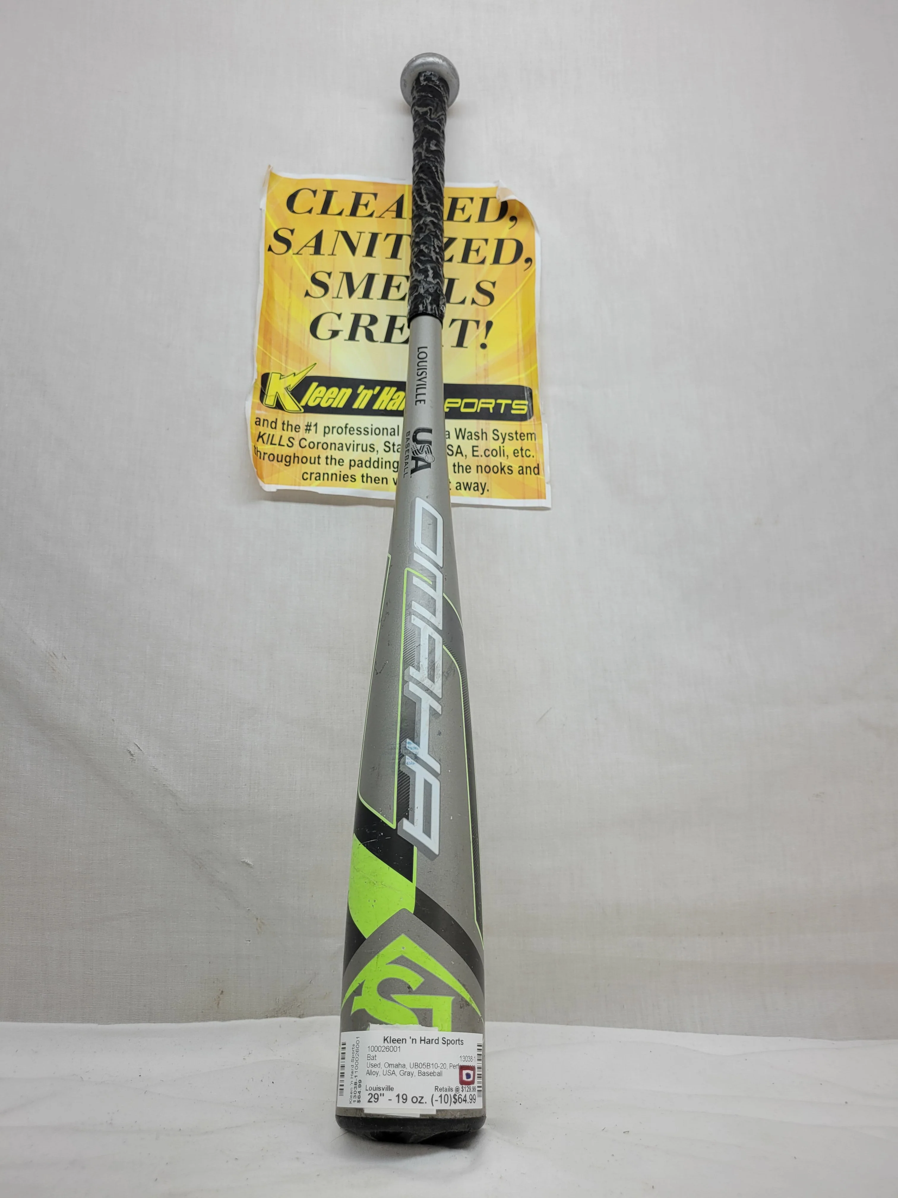 Used Louisville Omaha UB05B10-20 Bat Length-Wgt 29" - 19 oz. (-10) USA Gray Bat