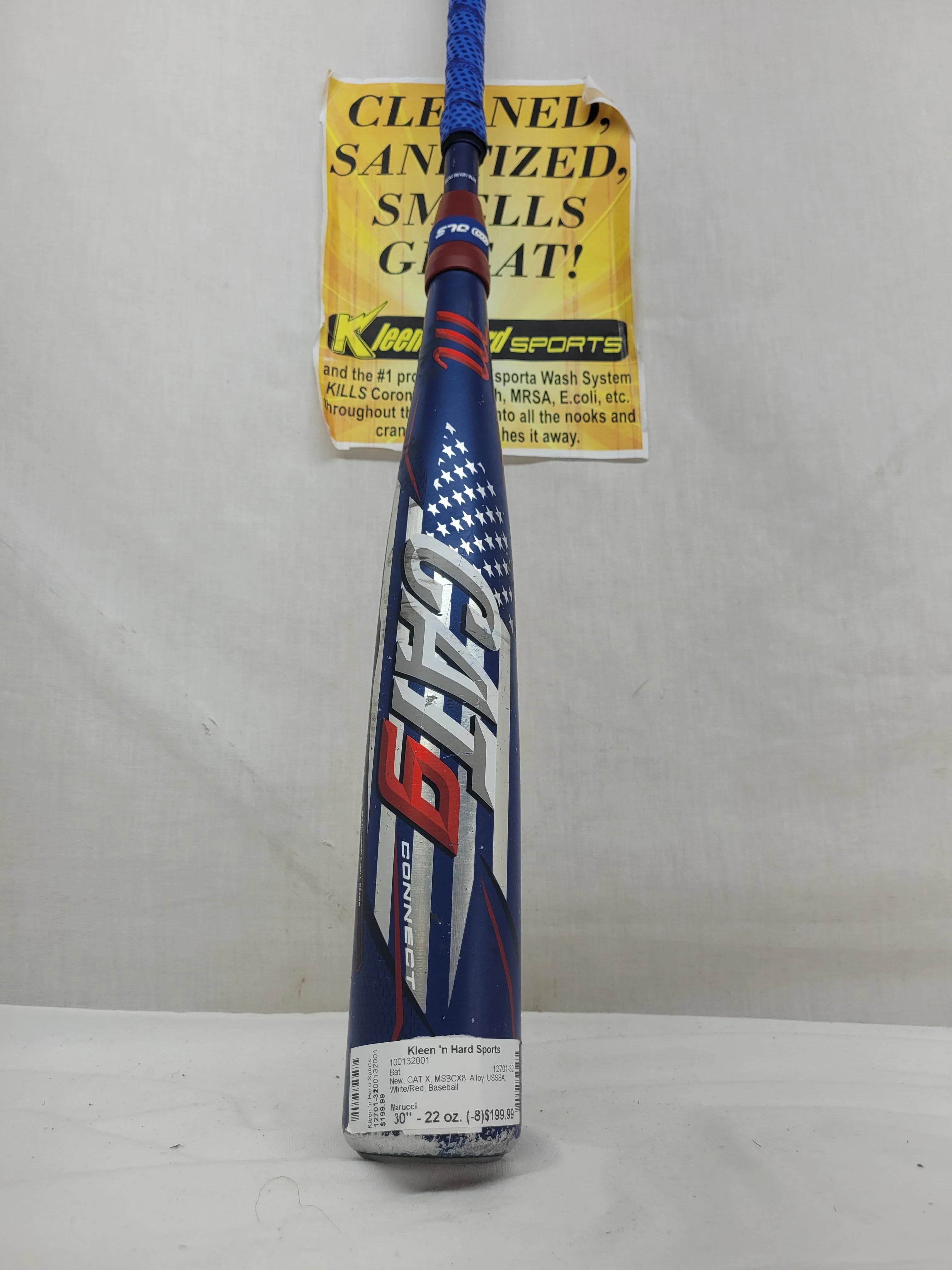 Used Marucci CAT 9 Bat Length-Wgt 32" - 24 oz. (-8) Hybrid USSSA Blue-Red Bat - Image 2