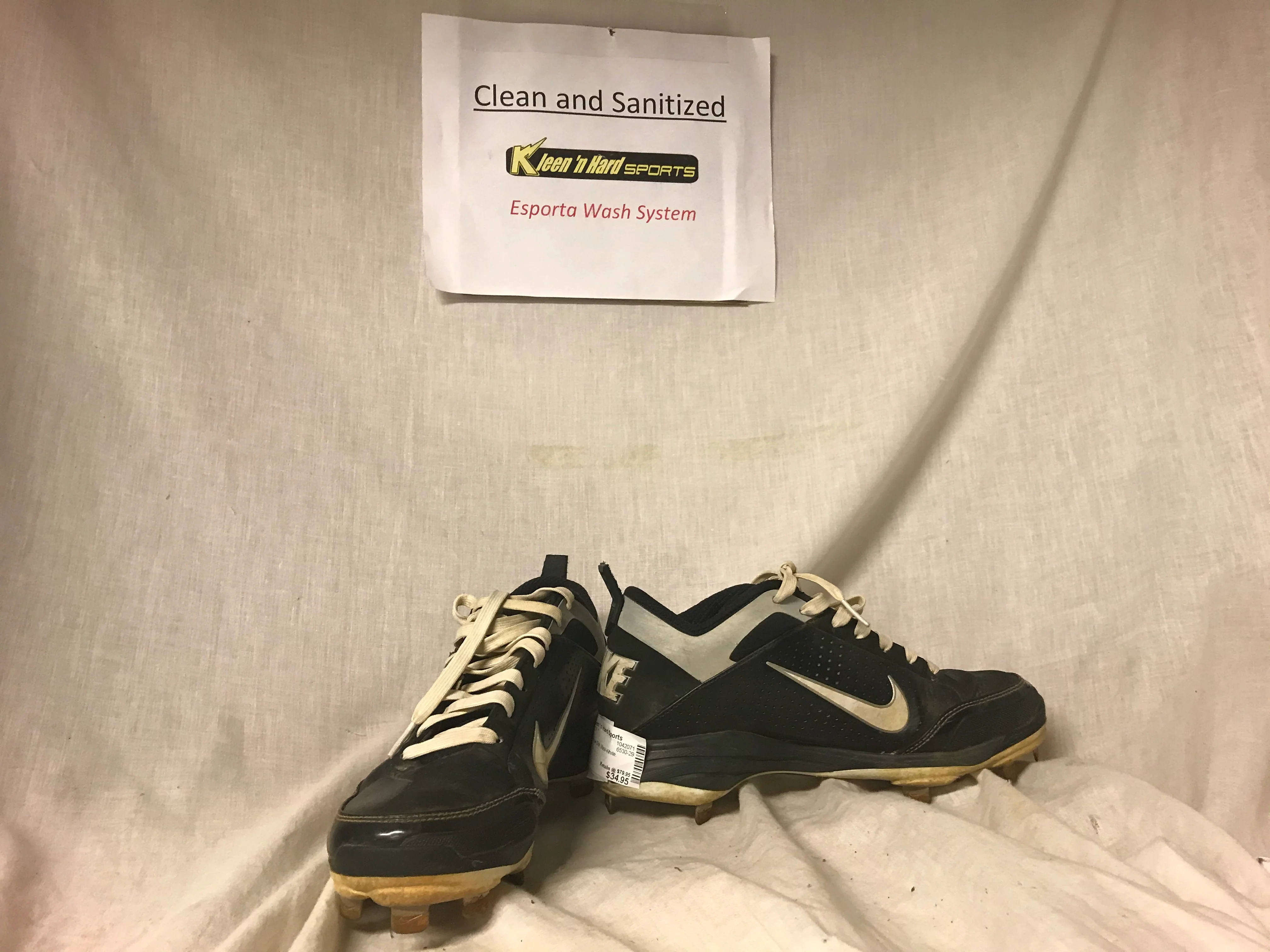 Used Nike Black-White Size 7.5 Air Show Elite Baseball Cleats - Image 3